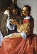 VERMEER VAN DELFT, Jan A Lady and Two Gentlemen (detail) ewt oil